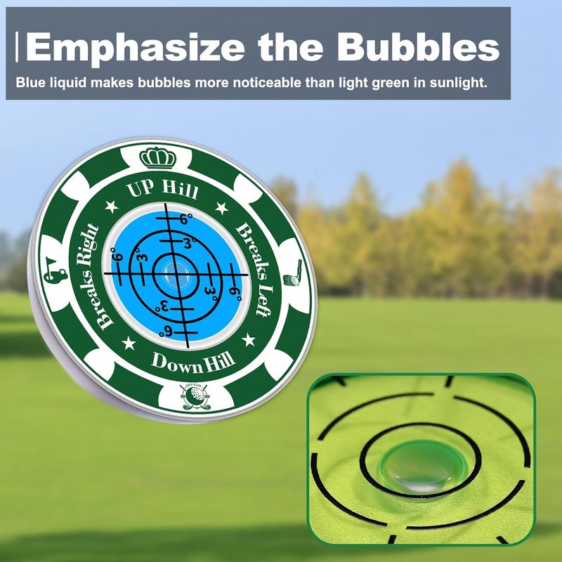Tsocent Golf Green Reader, 2 Pack Ball Marker for Putting Green with High Precision Horizontal Bubble, Golf Accessories Putt Aid Tool with Hat Clip, Present for Men Women - Image 2